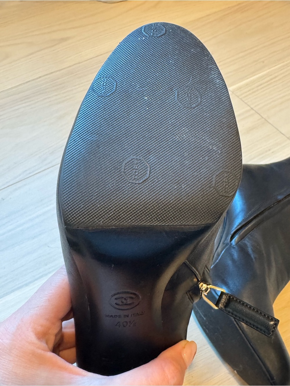 CHANEL Black Leather Platform Ankle Booties 40.5 - Picture 10 of 12